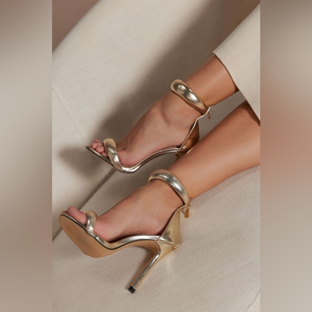 Micas Metallic Open Toe Ankle Strap High Heels - Picture 3 of 4
